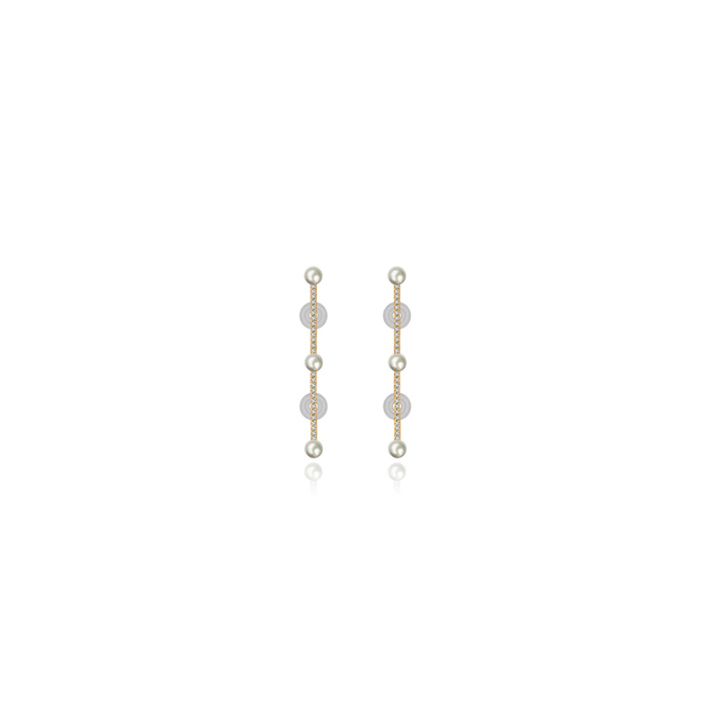 【BUBBLE TEA】Molly Pearl Diamond Ear Cuff 18K Gold (SINGLE)