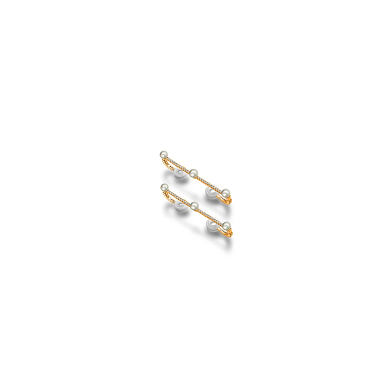 【BUBBLE TEA】Molly Pearl Diamond Ear Cuff 18K Gold (SINGLE)