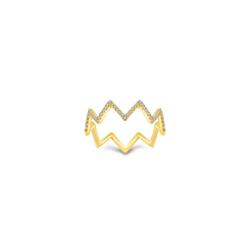 ·【NEW YORK SKYLINE】Diamond ZigZag Ring 18K Gold Rose&Yellow