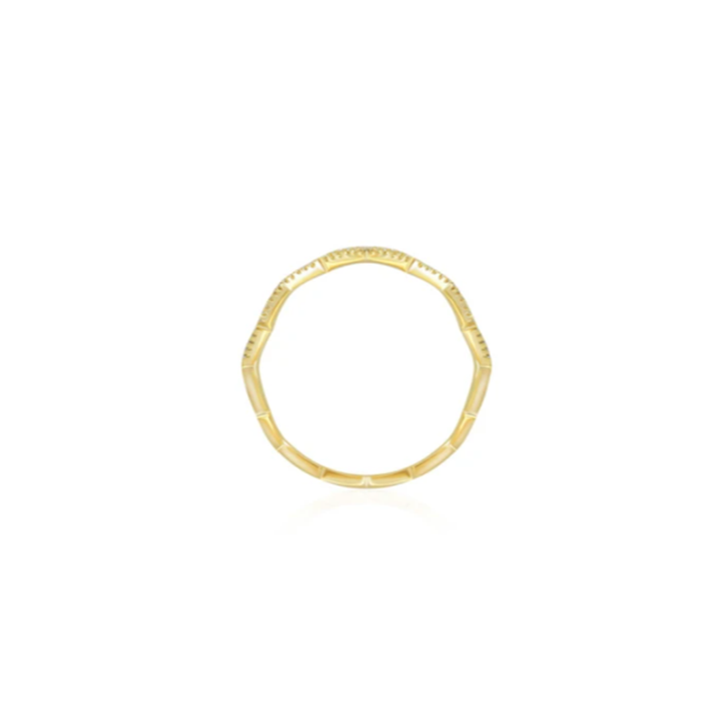 ·【NEW YORK SKYLINE】Diamond ZigZag Ring 18K Gold Rose&Yellow