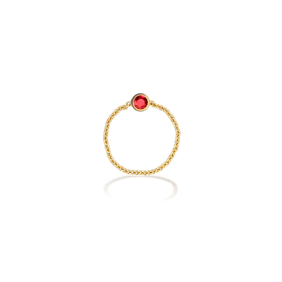 【TO ME, FROM ME.】Garnet Chain Ring 18K Gold Jan. Birthstone