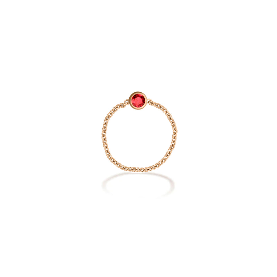 【TO ME, FROM ME.】Garnet Chain Ring 18K Gold Jan. Birthstone