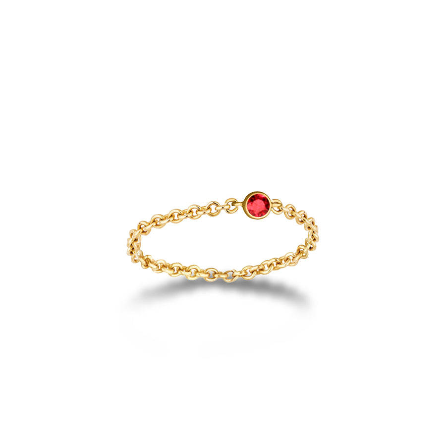 【TO ME, FROM ME.】Garnet Chain Ring 18K Gold Jan. Birthstone