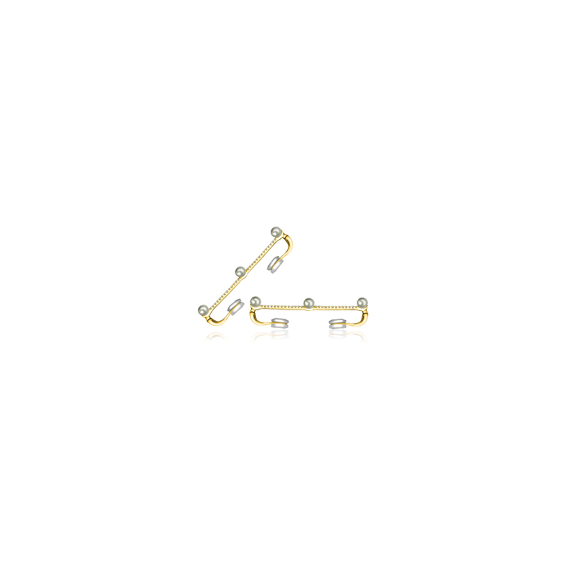 【BUBBLE TEA】Molly Pearl Diamond Ear Cuff 18K Gold (SINGLE)