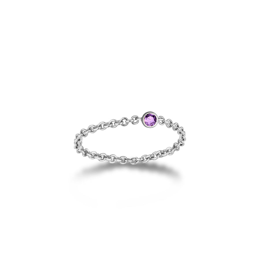 -【TO ME, FROM ME.】Amethyst Chain Ring 18K Gold Feb. Birthstone