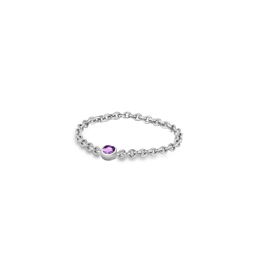 【TO ME, FROM ME】Amethyst Chain Ring 18K Gold Feb. Birthstone