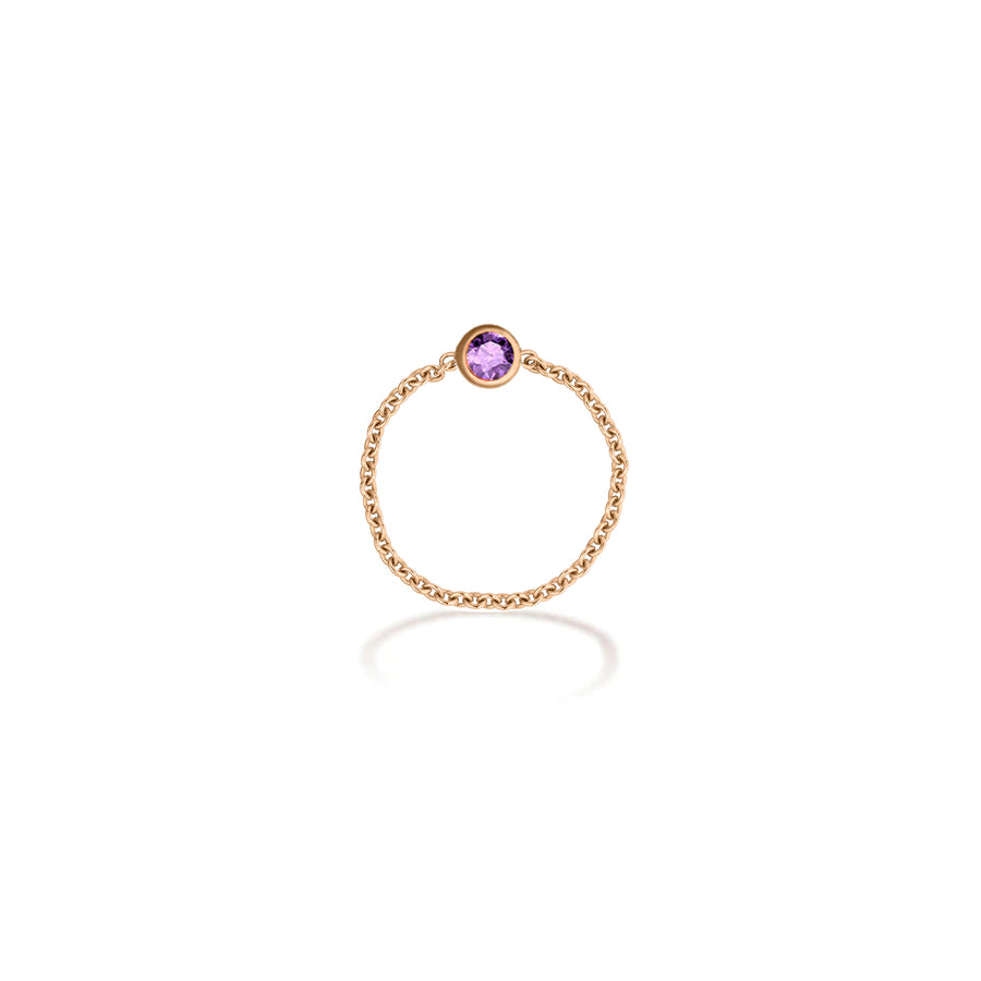 【TO ME, FROM ME.】Amethyst Chain Ring 18K Gold Feb. Birthstone