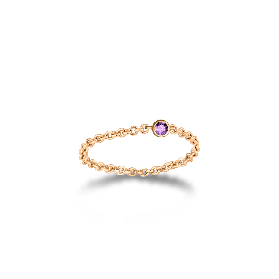 【TO ME, FROM ME.】Amethyst Chain Ring 18K Gold Feb. Birthstone