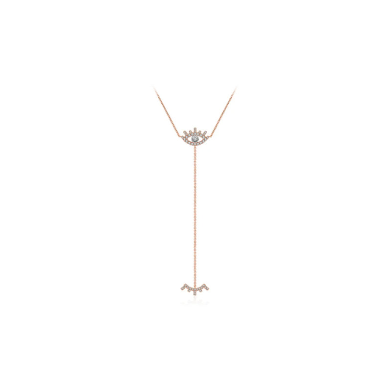 【LOVELY EYE LASHES】Dangle Diamond Necklace 18K Gold