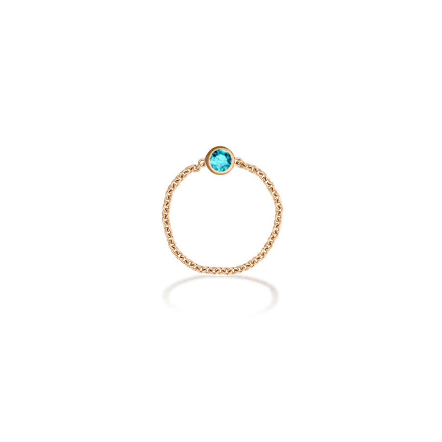 【TO ME, FROM ME.】Aquamarine Chain Ring 18K Gold March Birthstone