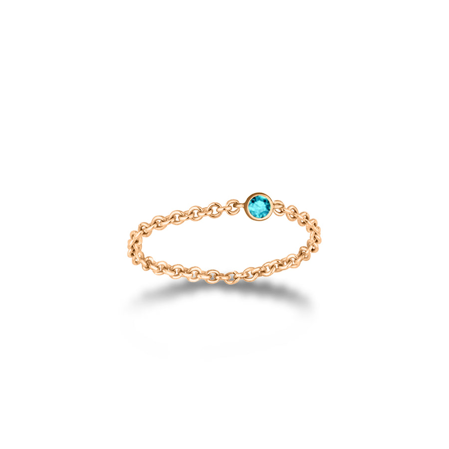 【TO ME, FROM ME.】Aquamarine Chain Ring 18K Gold March Birthstone