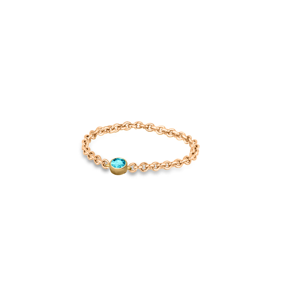 -【TO ME, FROM ME.】Aquamarine Chain Ring 18K Gold March Birthstone