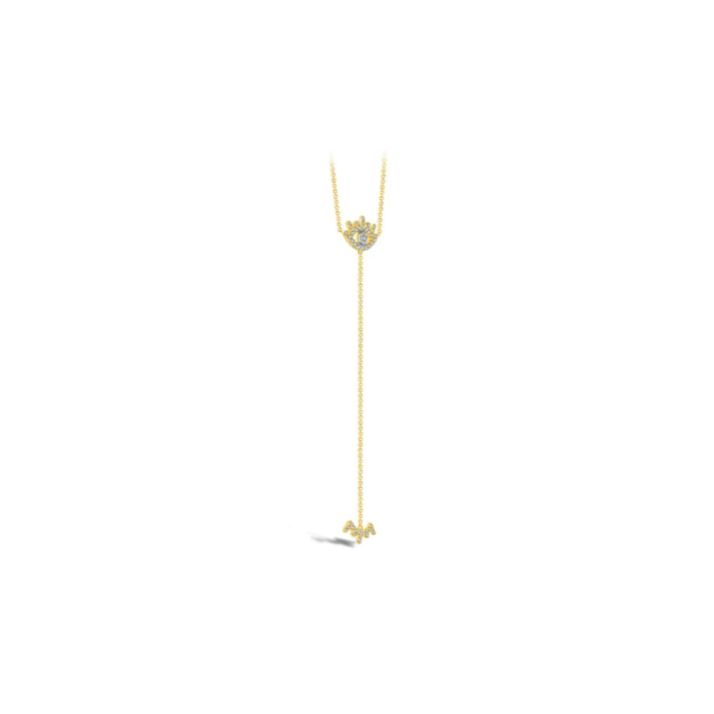 【LOVELY EYE LASHES】Dangle Diamond Necklace 18K Gold