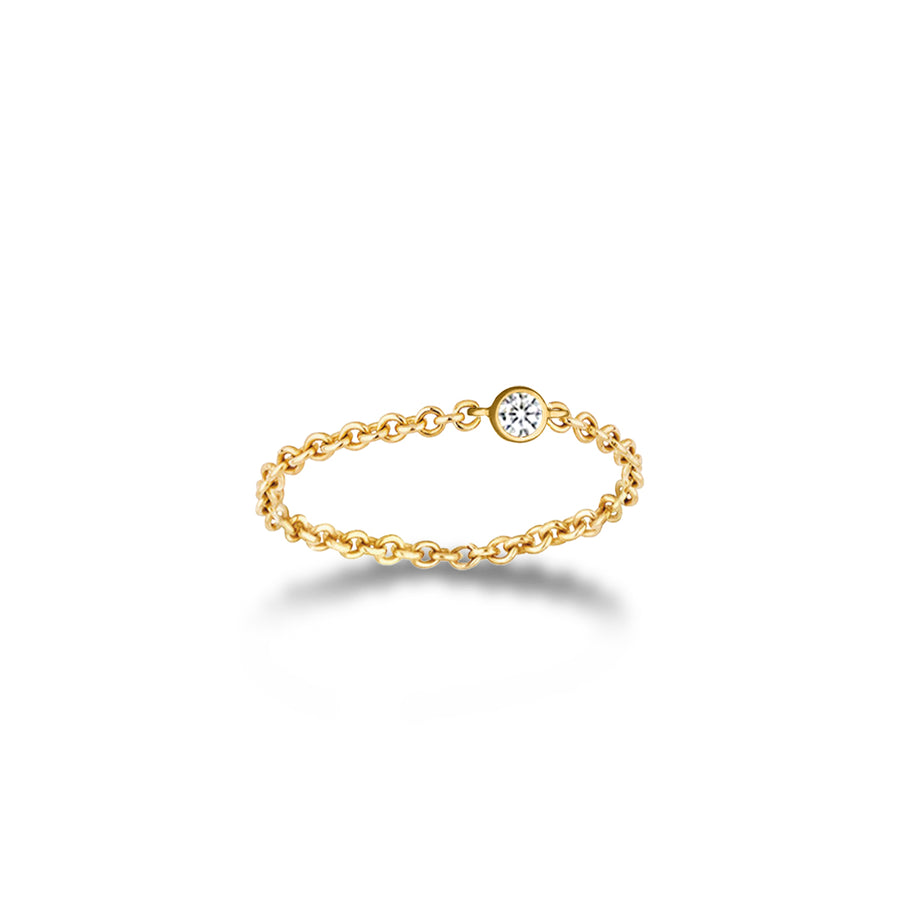 【TO ME, FROM ME】Diamond Chain Ring 18K Gold April Birthstone
