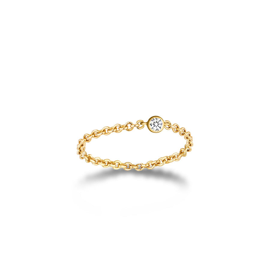 【TO ME, FROM ME.】Diamond Chain Ring 18K Gold April Birthstone