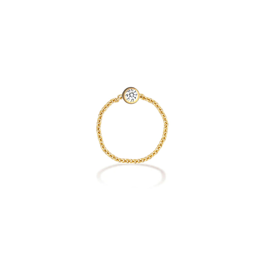 【TO ME, FROM ME.】Diamond Chain Ring 18K Gold April Birthstone