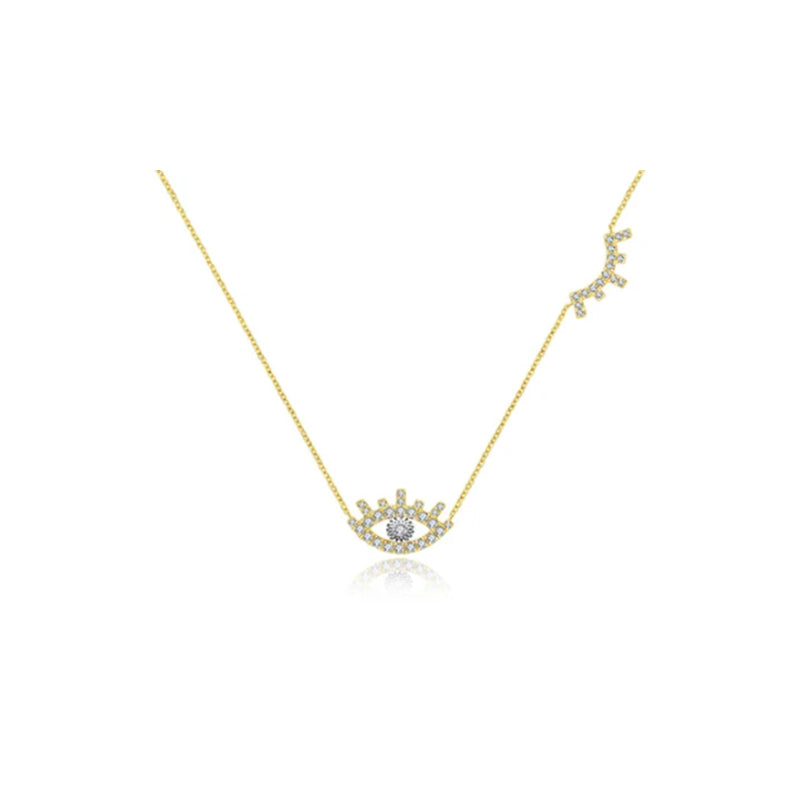 【LOVELY EYE LASHES】Winky Eyes Diamond Necklace 18K Gold