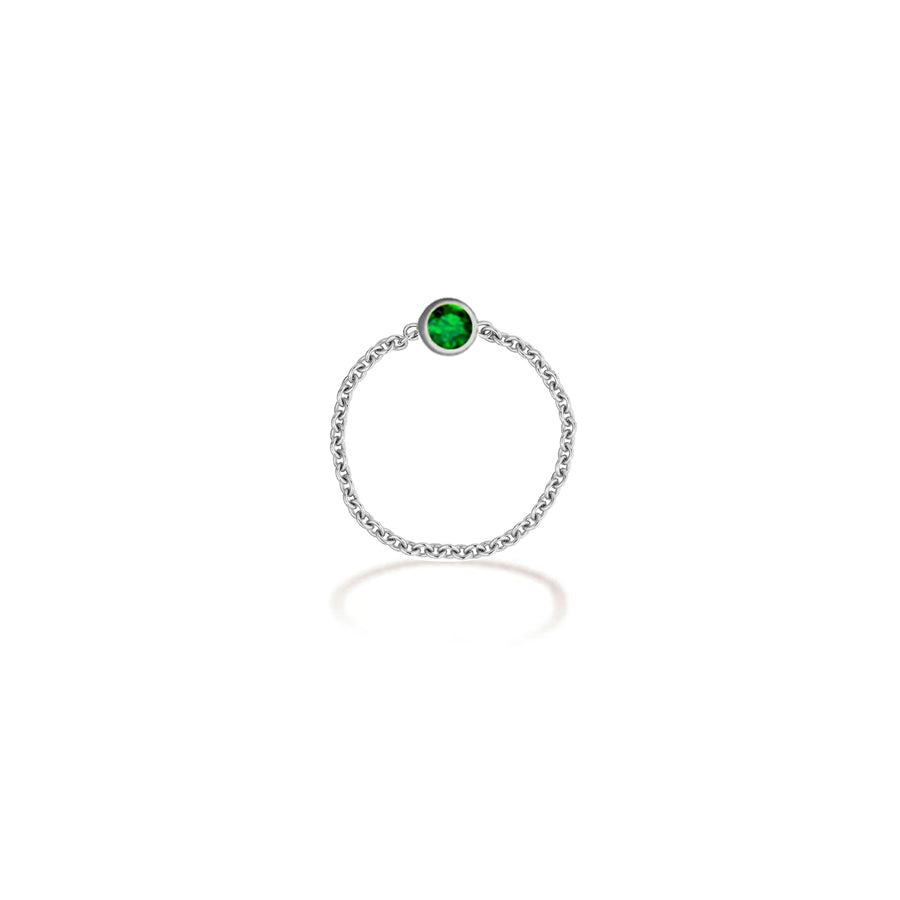 -【TO ME, FROM ME.】Emerald Chain Ring 18K Gold May Birthstone