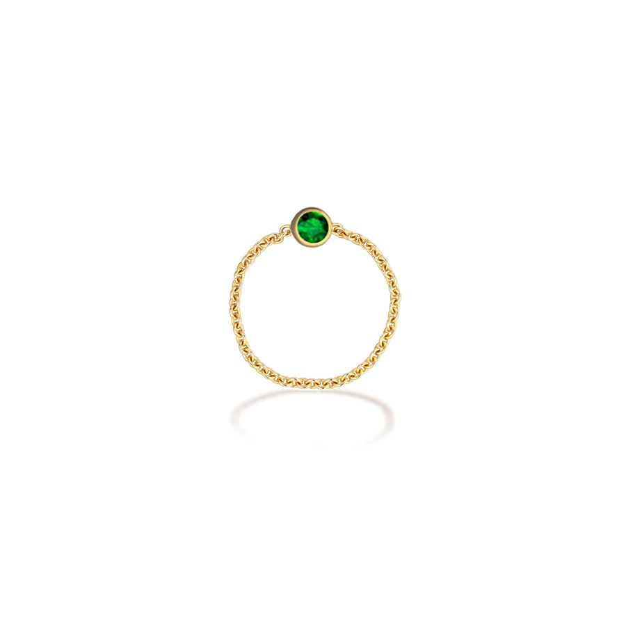 -【TO ME, FROM ME.】Emerald Chain Ring 18K Gold May Birthstone