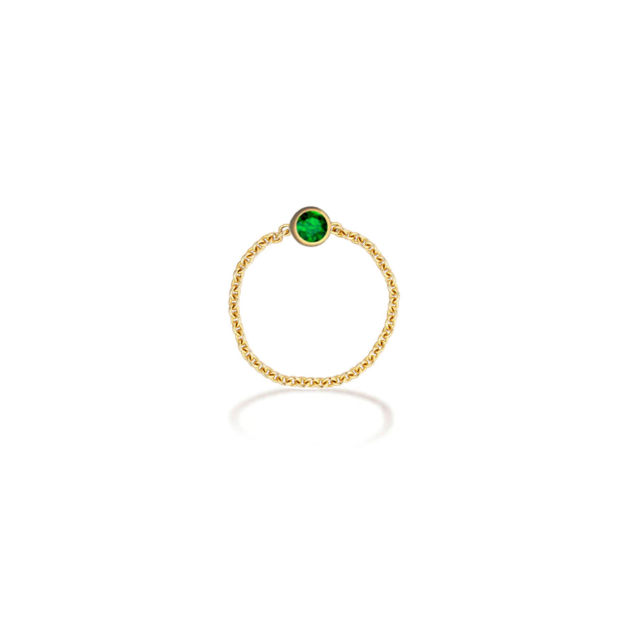 【TO ME, FROM ME.】Emerald Chain Ring 18K Gold May Birthstone
