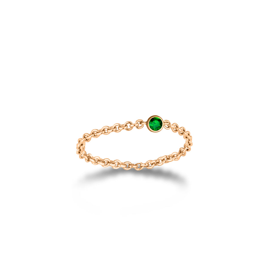 【TO ME, FROM ME.】Emerald Chain Ring 18K Gold May Birthstone