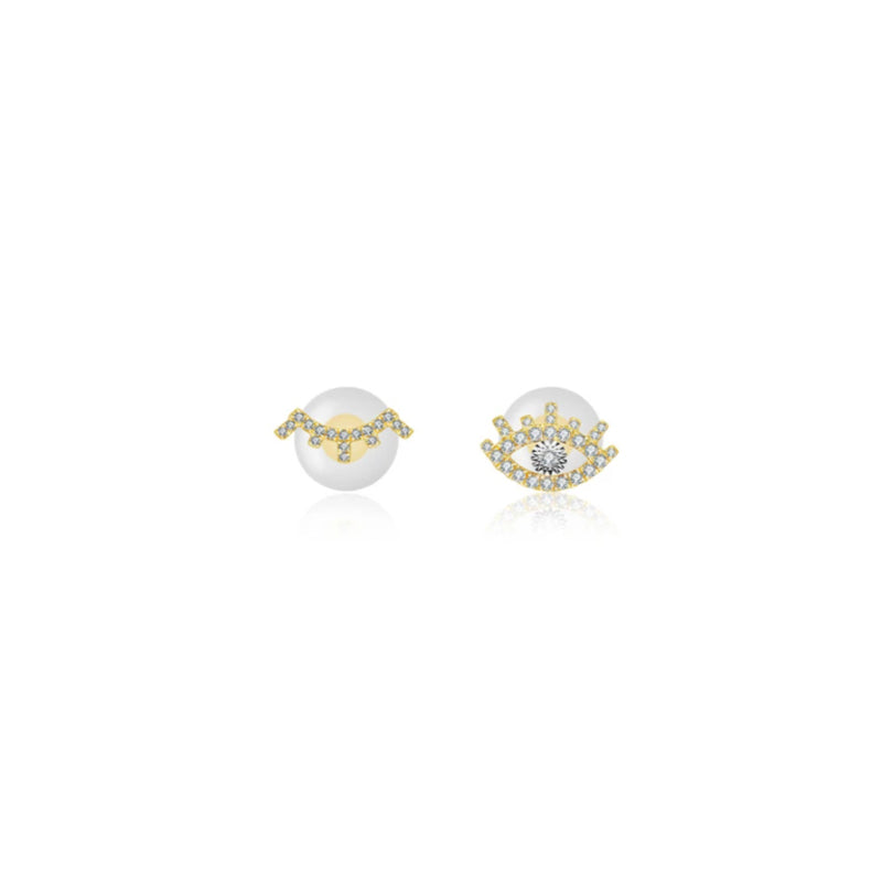 【LOVELY EYE LASHES】Winky Eyes Diamond Earring 18K Gold