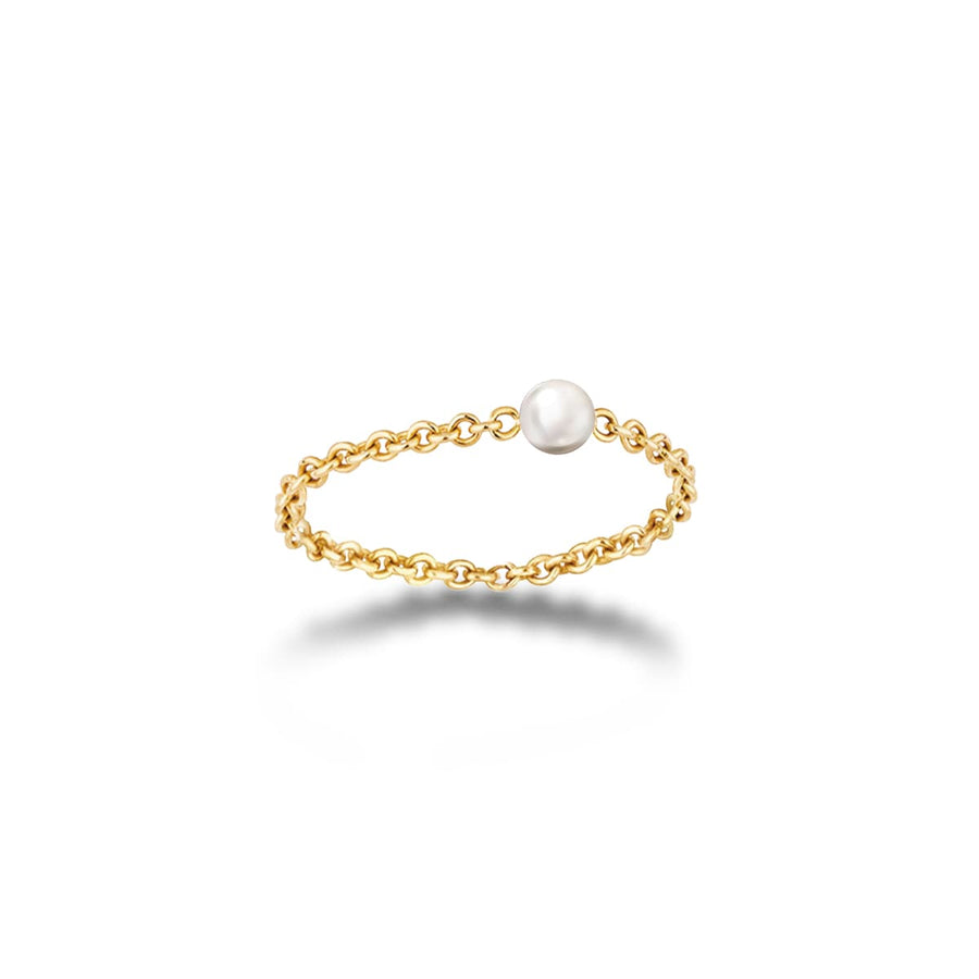 【TO ME, FROM ME.】Pearl Chain Ring 18K Gold June. Birthstone