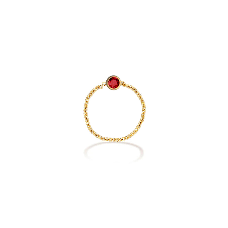 【TO ME, FROM ME.】Ruby Chain Ring 18K Gold July Birthstone