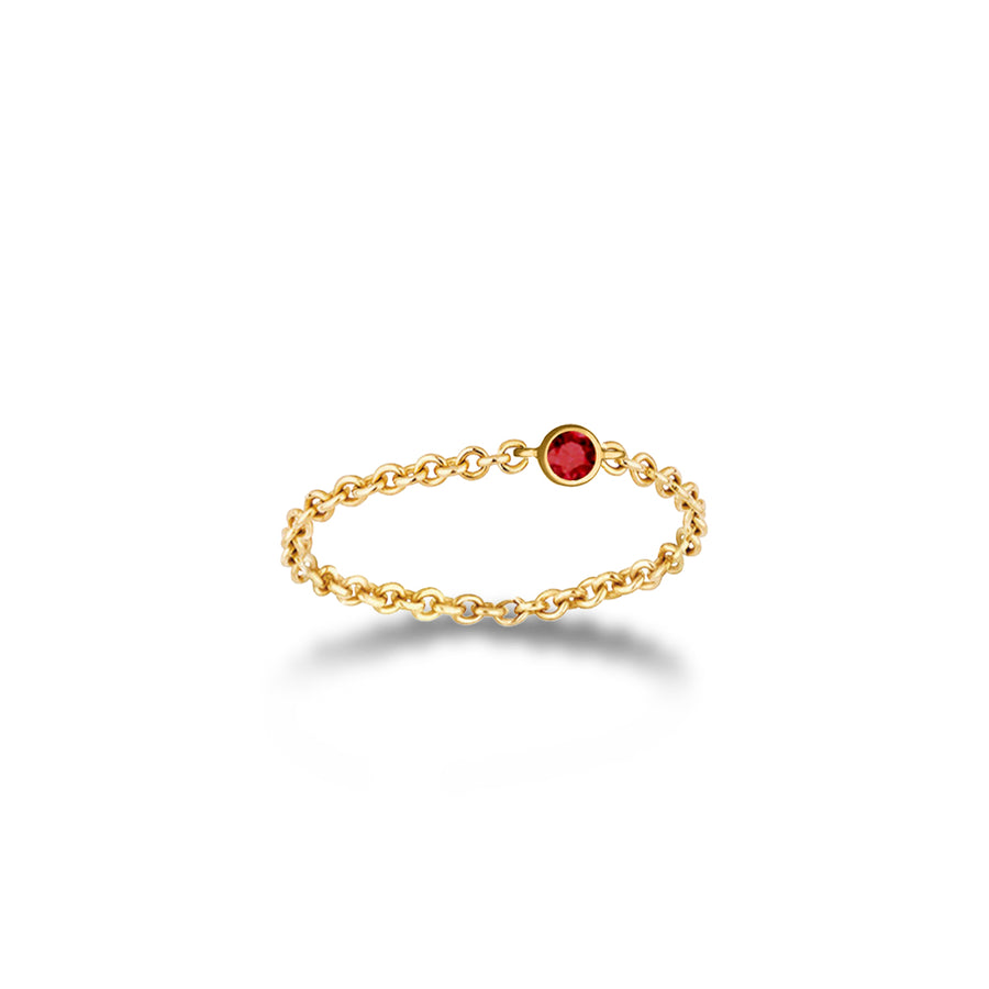 -【TO ME, FROM ME.】Ruby Chain Ring 18K Gold July Birthstone