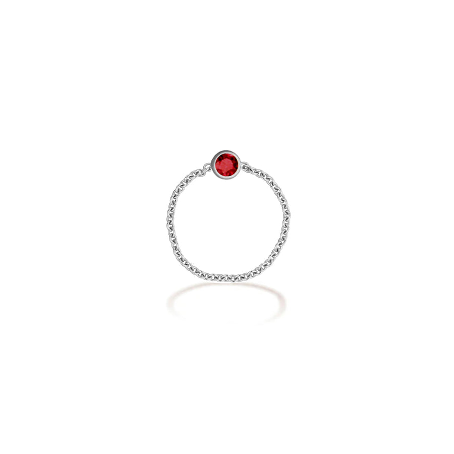 -【TO ME, FROM ME.】Ruby Chain Ring 18K Gold July Birthstone