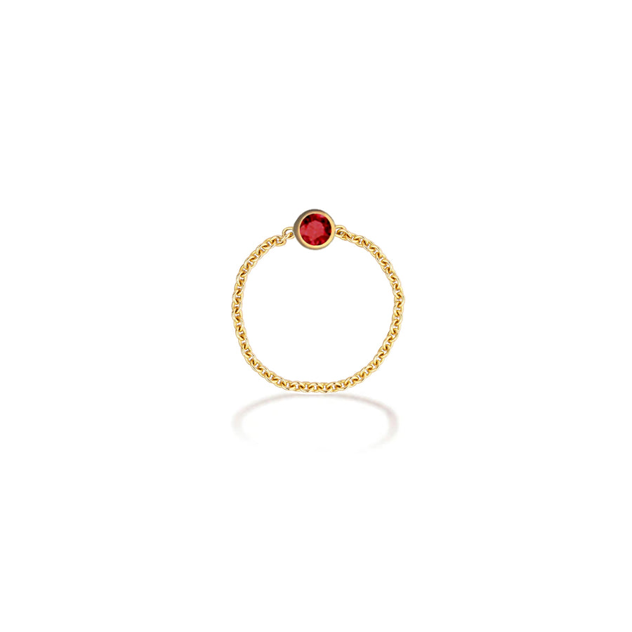 -【TO ME, FROM ME.】Ruby Chain Ring 18K Gold July Birthstone