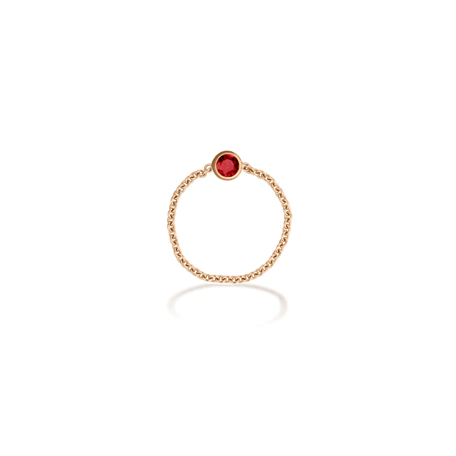 【TO ME, FROM ME.】Ruby Chain Ring 18K Gold July Birthstone