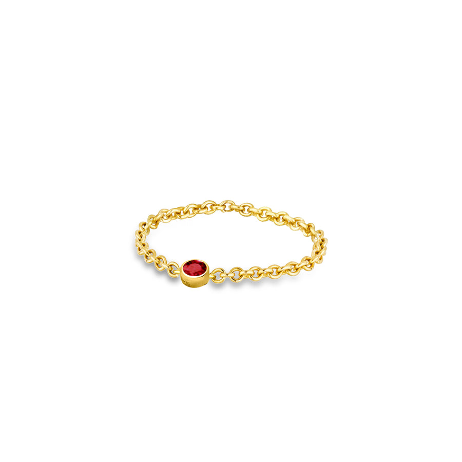 【TO ME, FROM ME.】Ruby Chain Ring 18K Gold July Birthstone