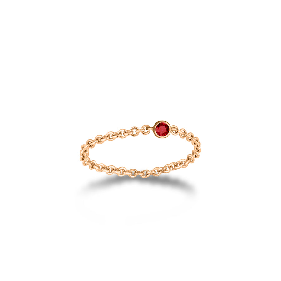 【TO ME, FROM ME.】Ruby Chain Ring 18K Gold July Birthstone