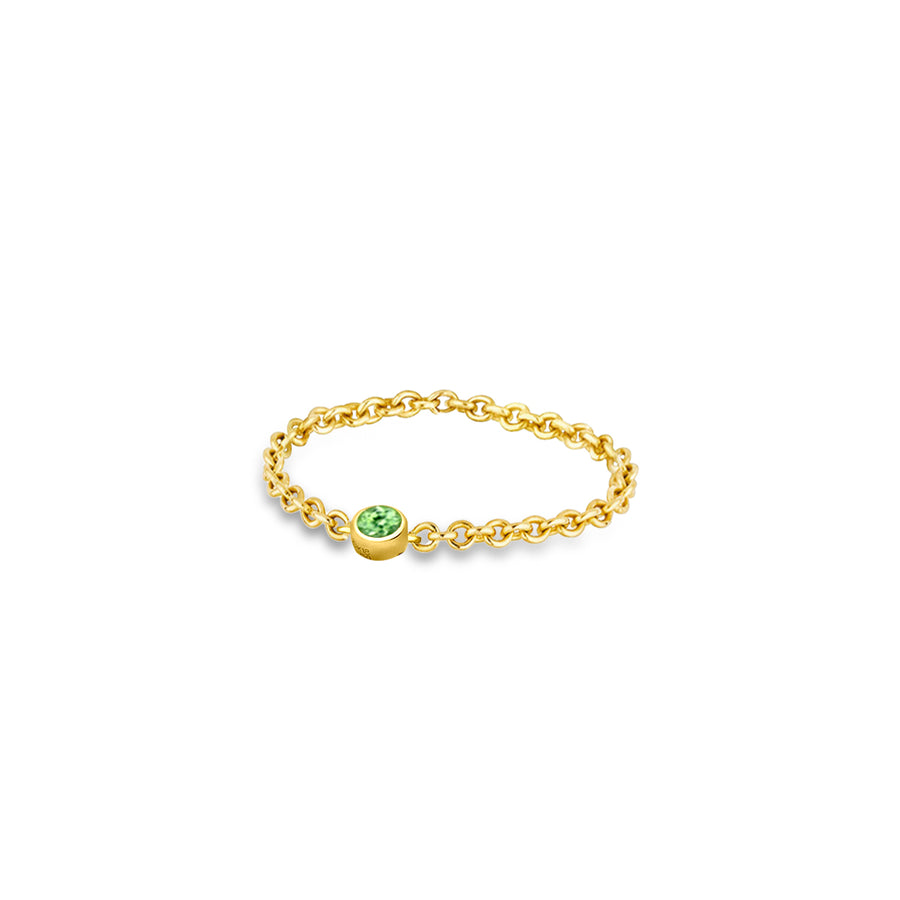 【TO ME, FROM ME】Peridot Chain Ring 18K Gold Aug. Birthstone