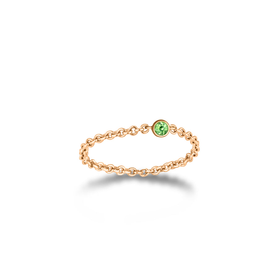 【TO ME, FROM ME.】Peridot Chain Ring 18K Gold Aug. Birthstone