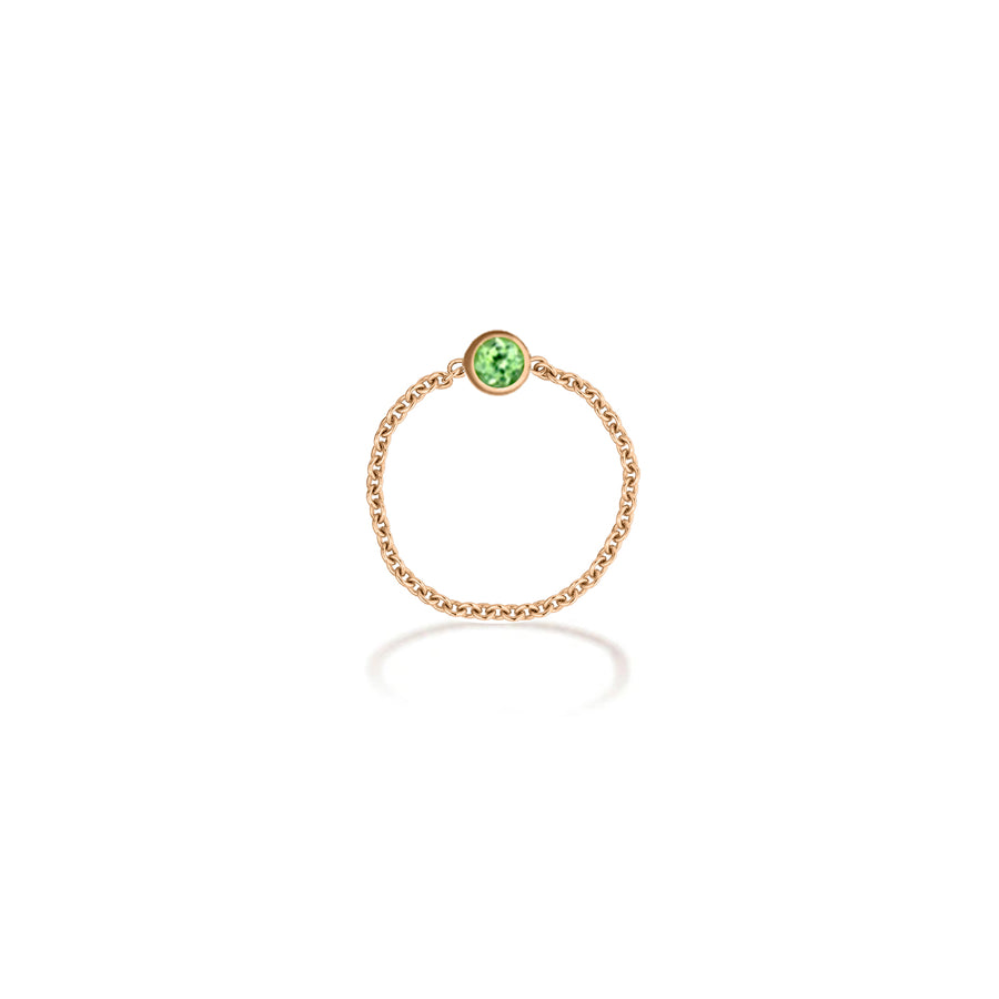 【TO ME, FROM ME】Peridot Chain Ring 18K Gold Aug. Birthstone