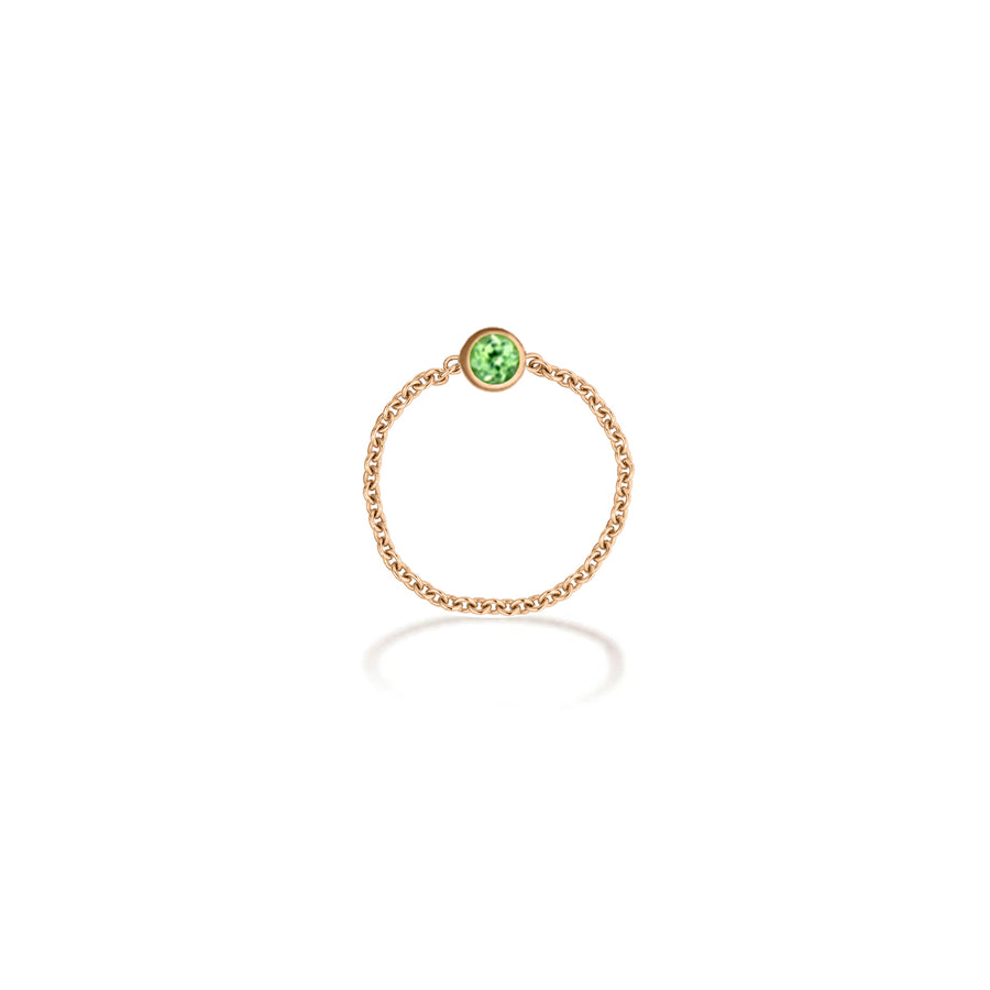 【TO ME, FROM ME.】Peridot Chain Ring 18K Gold Aug. Birthstone