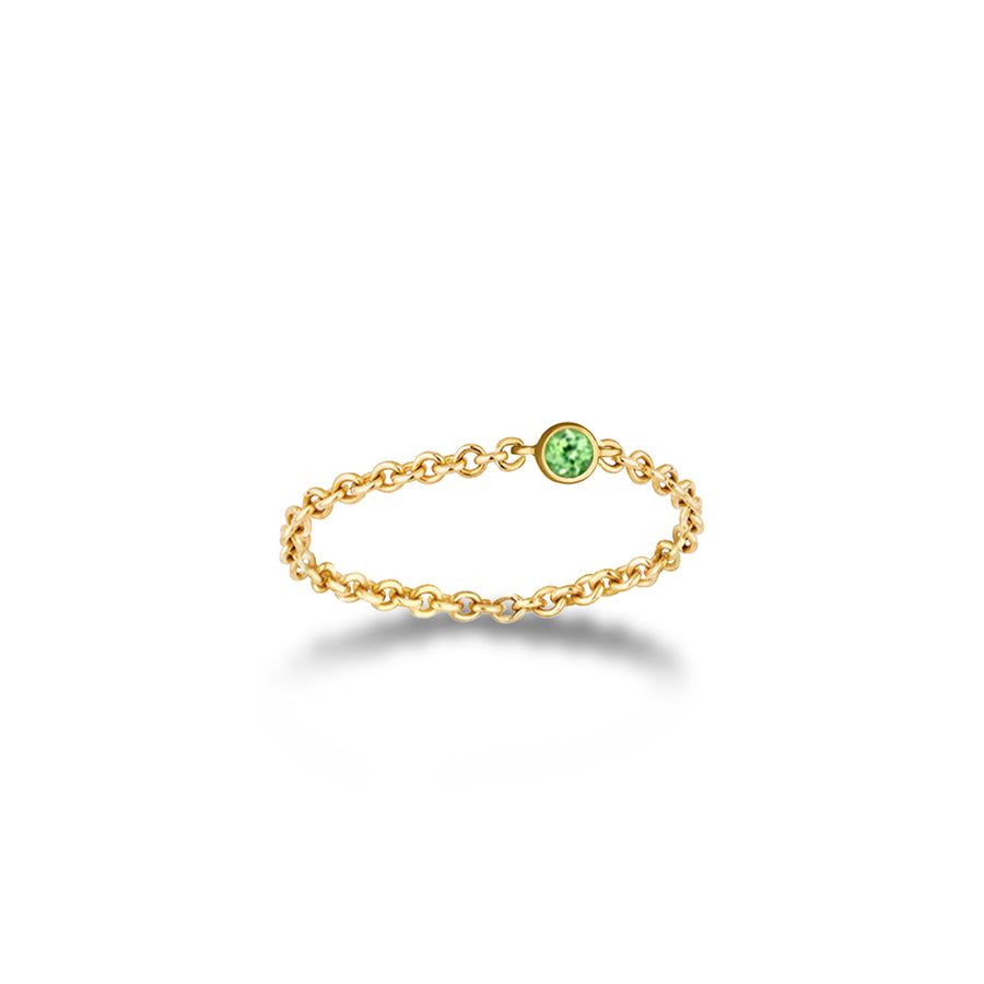 【TO ME, FROM ME.】Peridot Chain Ring 18K Gold Aug. Birthstone