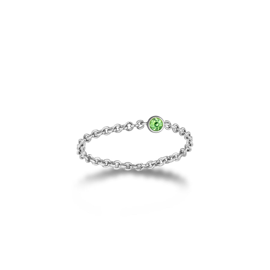 -【TO ME, FROM ME.】Peridot Chain Ring 18K Gold Aug. Birthstone