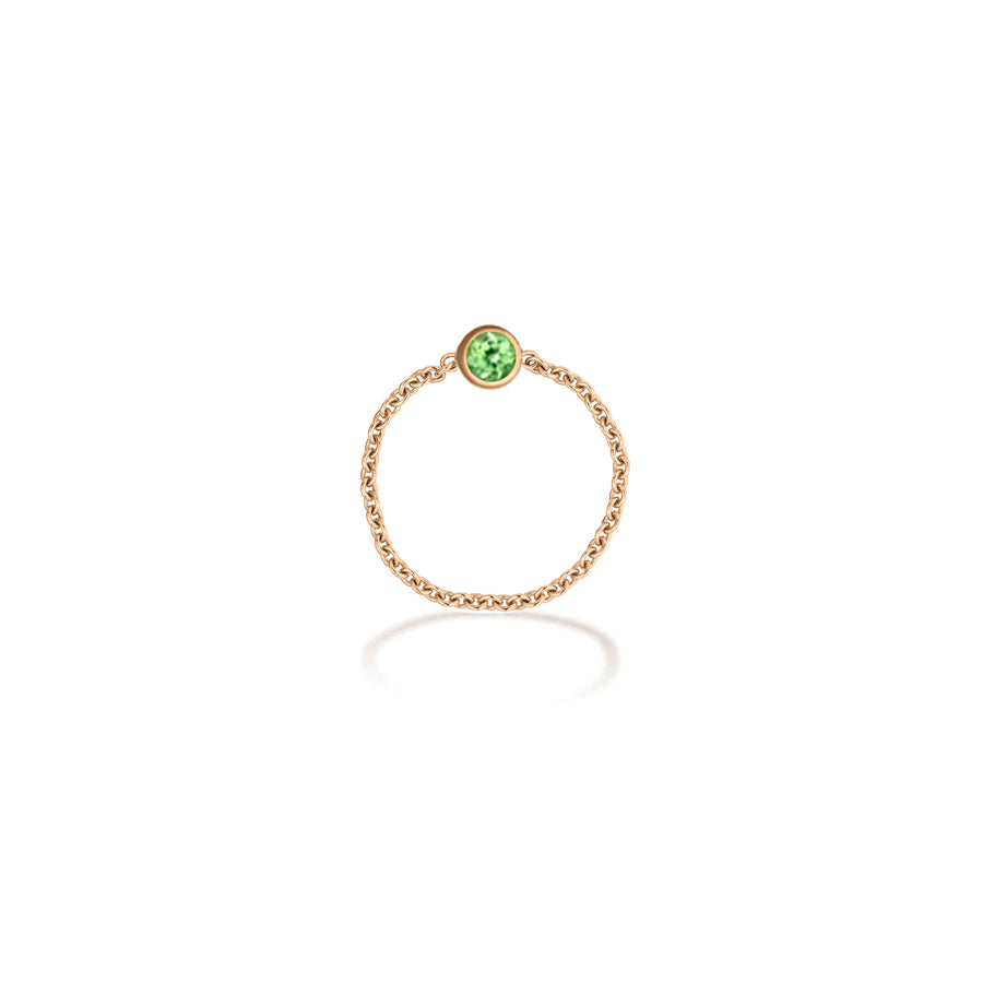 -【TO ME, FROM ME.】Peridot Chain Ring 18K Gold Aug. Birthstone
