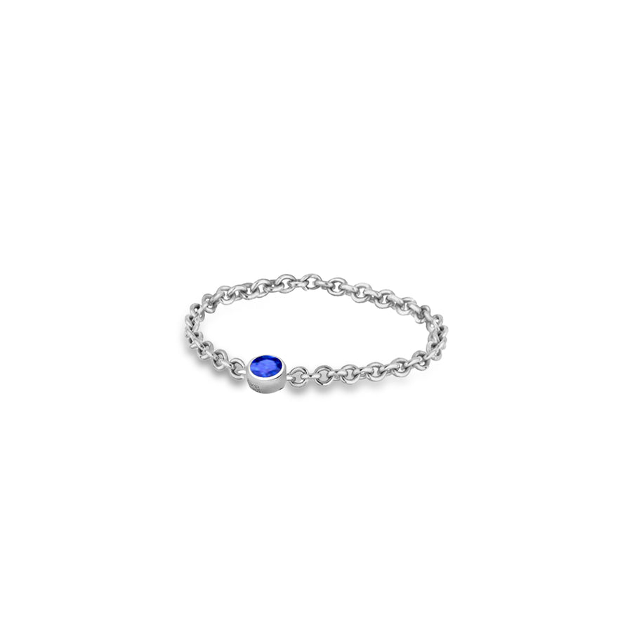 【TO ME, FROM ME.】Sapphire Chain Ring 18K Gold Sep. Birthstone