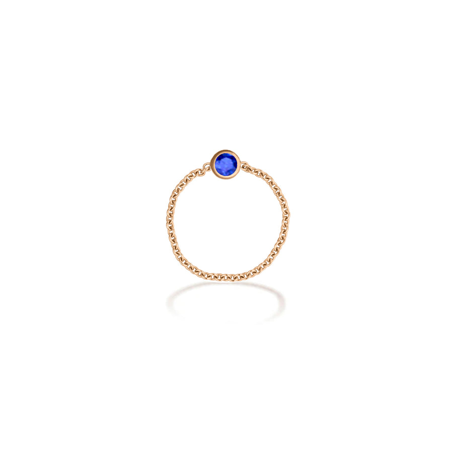 -【TO ME, FROM ME.】Sapphire Chain Ring 18K Gold Sep. Birthstone