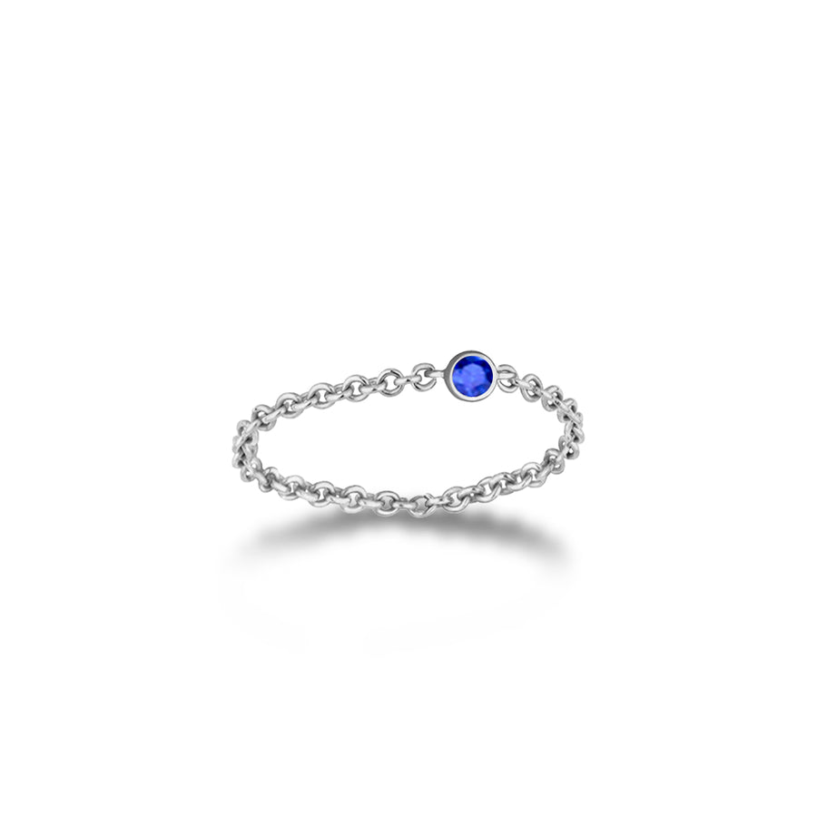 【TO ME, FROM ME.】Sapphire Chain Ring 18K Gold Sep. Birthstone