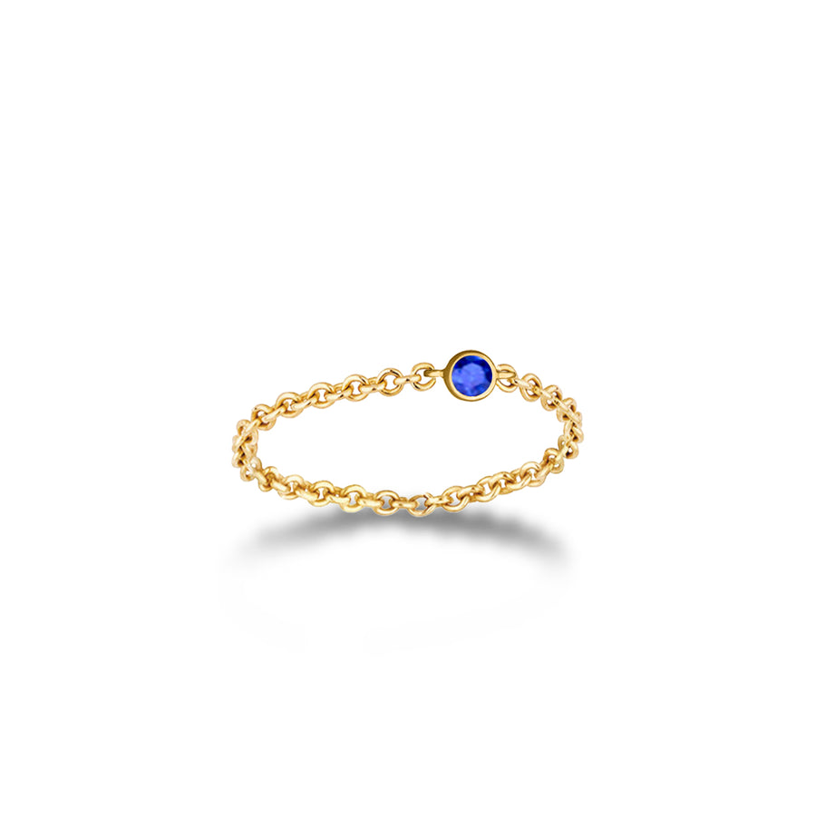 【TO ME, FROM ME.】Sapphire Chain Ring 18K Gold Sep. Birthstone