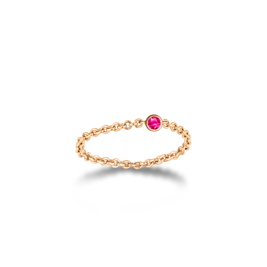 -【TO ME, FROM ME.】Tourmaline Chain Ring 18K Gold Oct. Birthstone