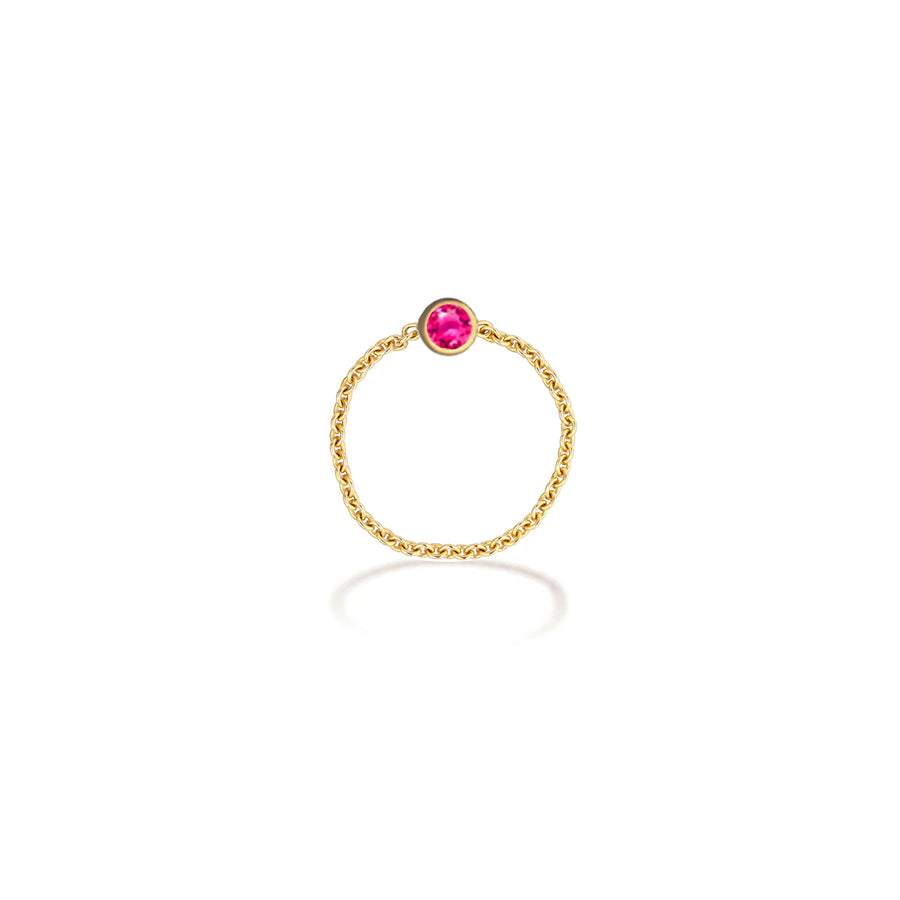 【TO ME, FROM ME.】Tourmaline Chain Ring 18K Gold Oct. Birthstone