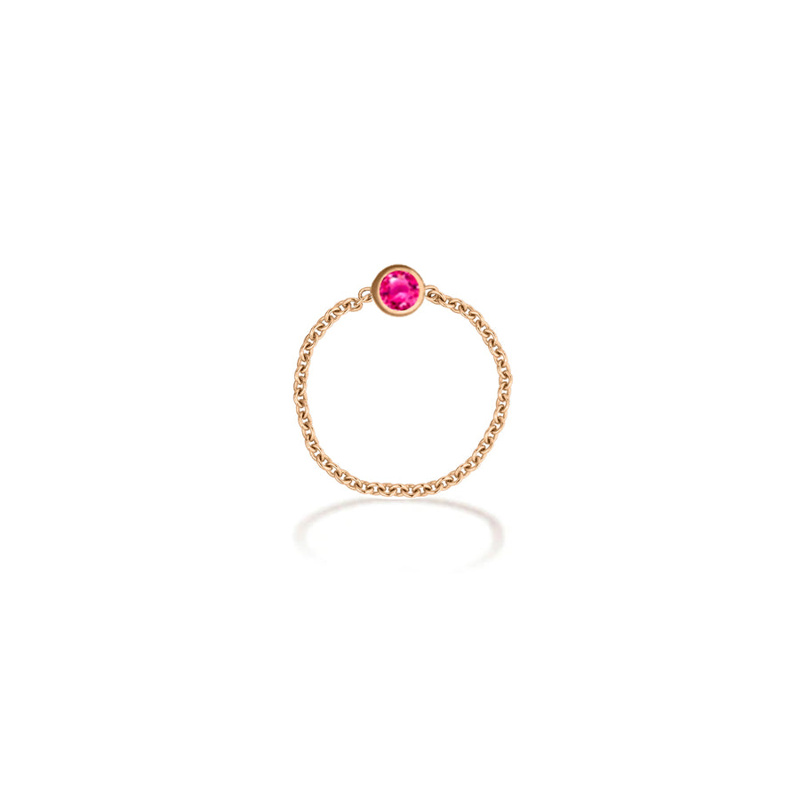 -【TO ME, FROM ME.】Tourmaline Chain Ring 18K Gold Oct. Birthstone