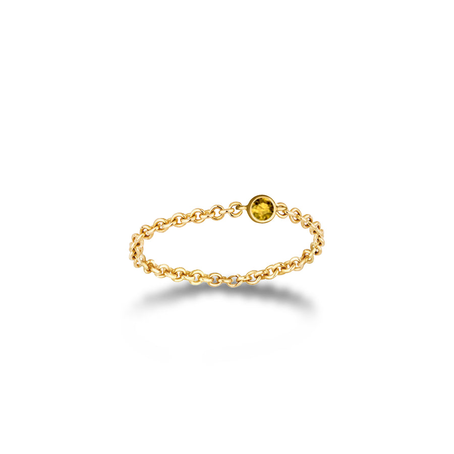 【TO ME, FROM ME.】Citrine Chain Ring 18K Gold Nov. Birthstone