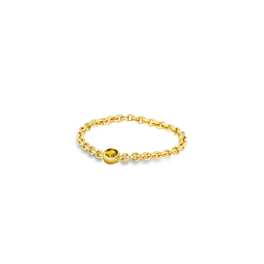 -【TO ME, FROM ME.】Citrine Chain Ring 18K Gold Nov. Birthstone